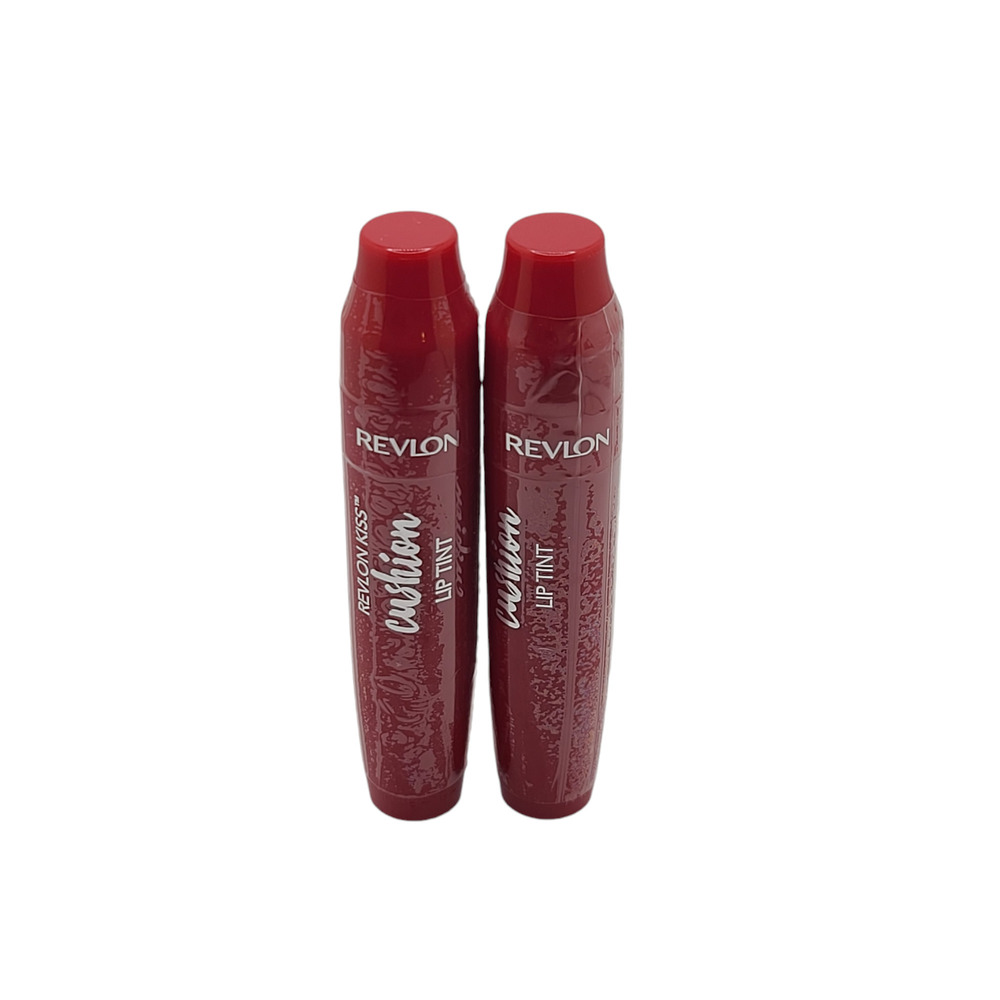 2 Pack Revlon Kiss Cushion Lip Tint Lipstick, Crimson Feels